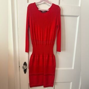 Roberto Cavalli Vibrant Red Long Sleeve Knit Dress